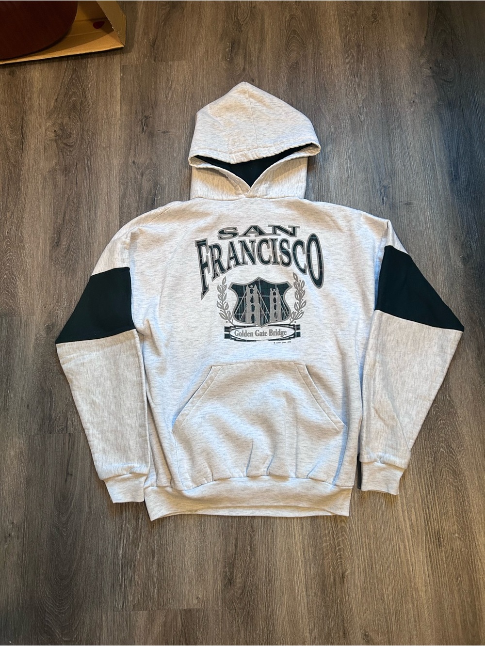Vintage 90s 1993 San Francisco Golden Gate Bridge Gray Green Pullover Hoodie XL
